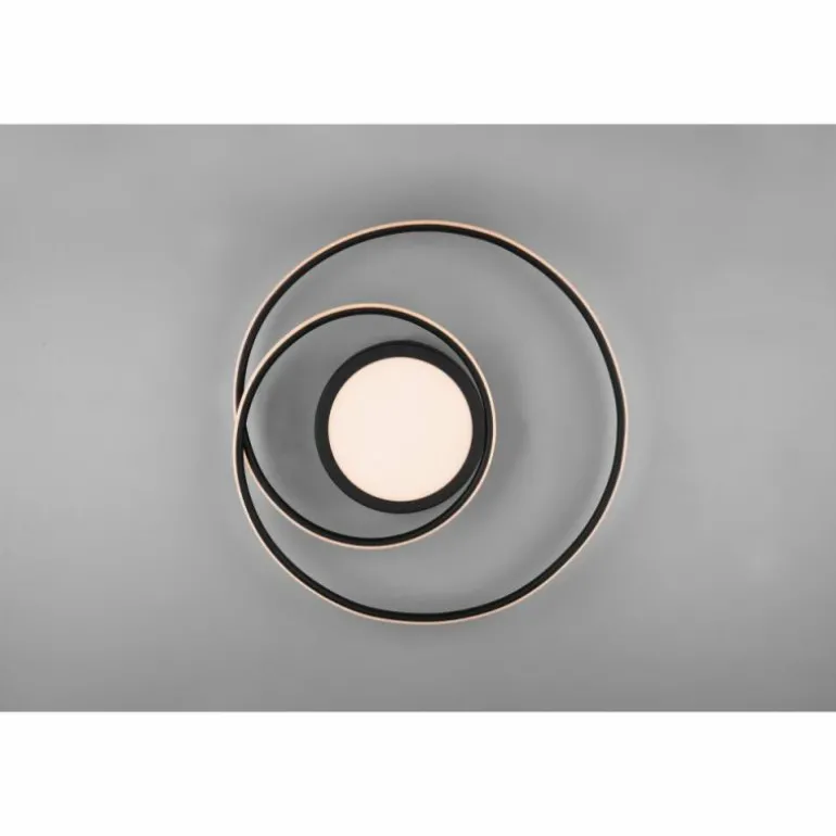 Plafonnier Trio-Leuchten Yava LED Noir, 1 lumière, Télécommandes