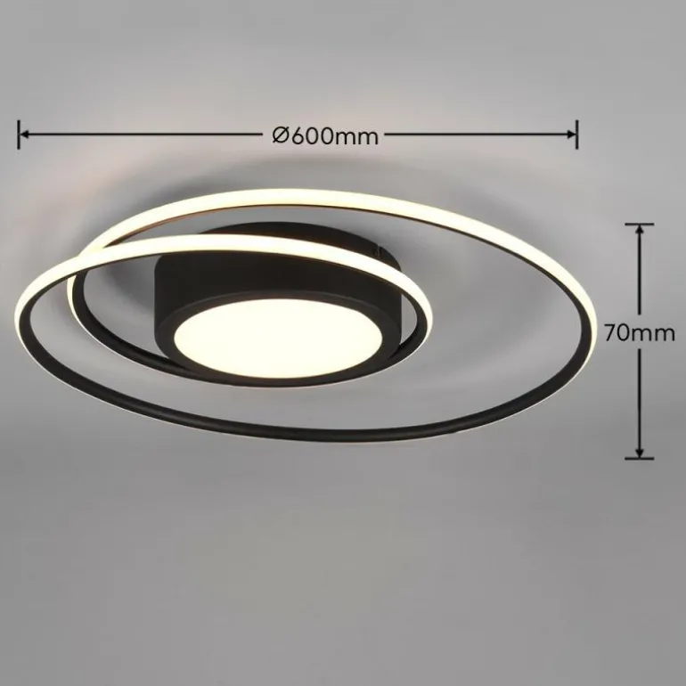 Plafonnier Trio-Leuchten Yava LED Noir, 1 lumière, Télécommandes