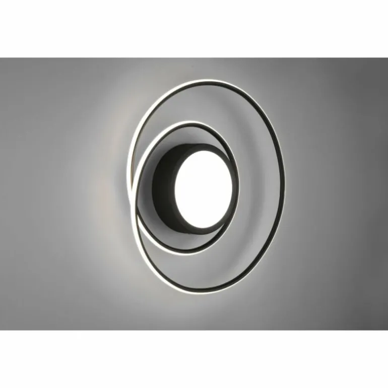 Plafonnier Trio-Leuchten Yava LED Noir, 1 lumière, Télécommandes