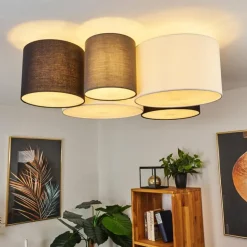 Plafonnier Trisett Gris, Noir, Blanc, 5 lumières