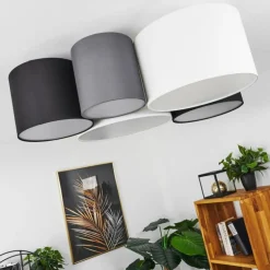 Plafonnier Trisett Gris, Noir, Blanc, 5 lumières