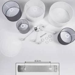 Plafonnier Trisett Gris, Noir, Blanc, 5 lumières