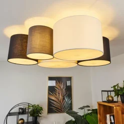 Plafonnier Trisett Gris, Noir, Blanc, 5 lumières