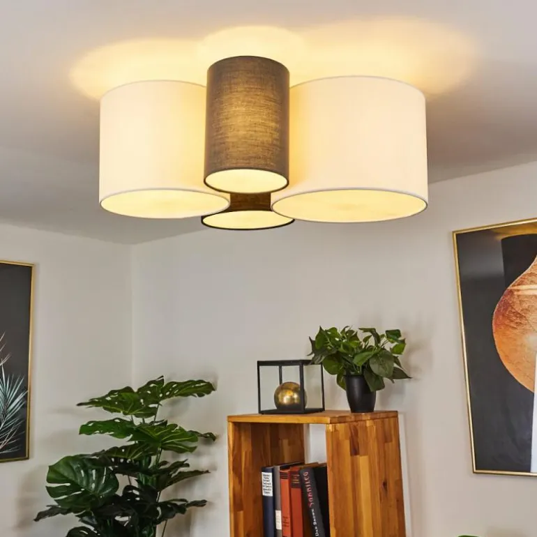 Plafonnier Trisett Gris, Noir, Blanc, 4 lumières