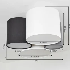 Plafonnier Trisett Gris, Noir, Blanc, 4 lumières