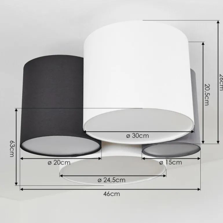 Plafonnier Trisett Gris, Noir, Blanc, 4 lumières