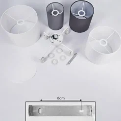 Plafonnier Trisett Gris, Noir, Blanc, 4 lumières