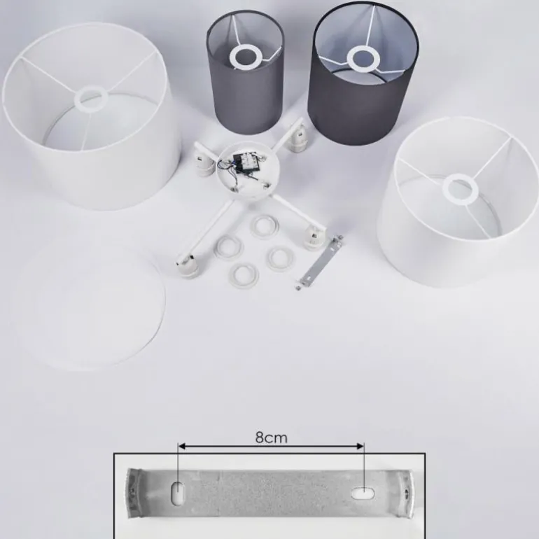 Plafonnier Trisett Gris, Noir, Blanc, 4 lumières