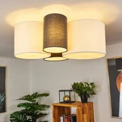 Plafonnier Trisett Gris, Noir, Blanc, 4 lumières