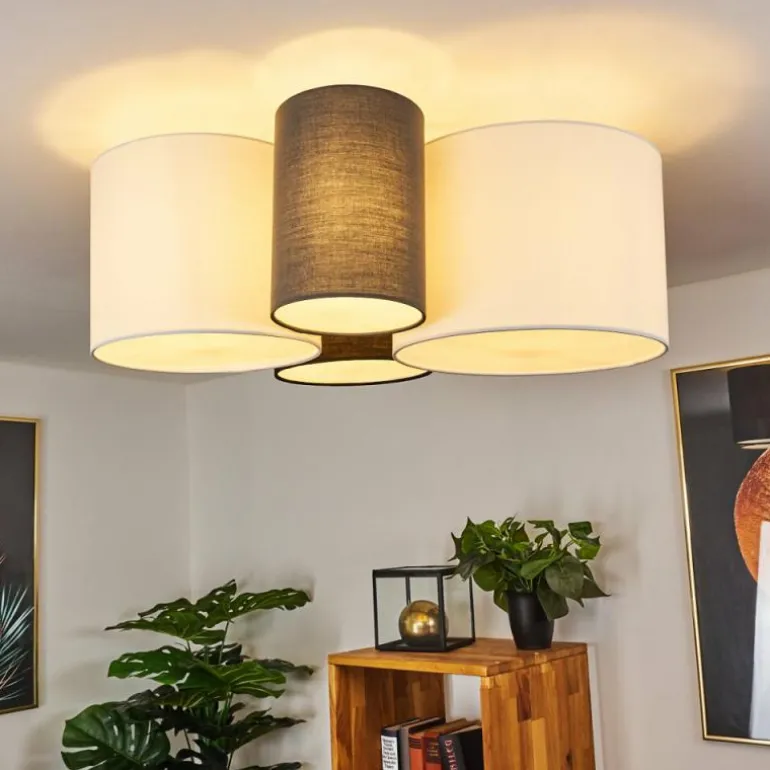 Plafonnier Trisett Gris, Noir, Blanc, 4 lumières