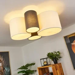 Plafonnier Trisett Gris, Noir, Blanc, 4 lumières