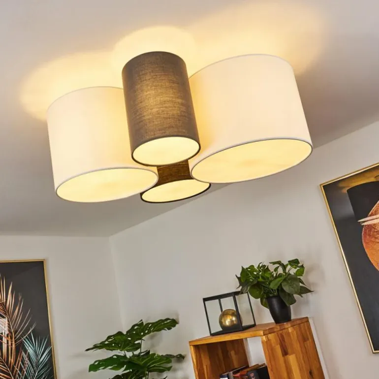 Plafonnier Trisett Gris, Noir, Blanc, 4 lumières