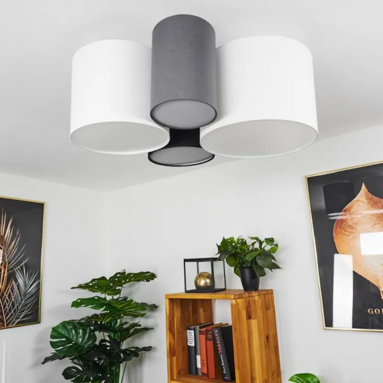 Plafonnier Trisett Gris, Noir, Blanc, 4 lumières