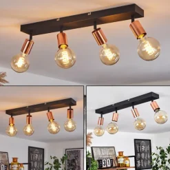 Plafonnier Tulla Cuivre, Noir, 4 lumières