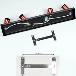 Plafonnier Tulla Cuivre, Noir, 4 lumières