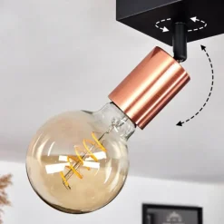 Plafonnier Tulla Cuivre, Noir, 4 lumières