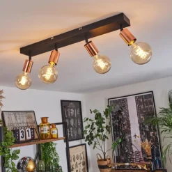Plafonnier Tulla Cuivre, Noir, 4 lumières