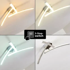 Plafonnier Tusula LED Acier inoxydable, 3 lumières