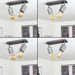 Plafonnier Tyldom Gris, Argenté, 2 lumières