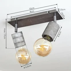 Plafonnier Tyldom Gris, Argenté, 2 lumières