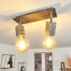 Plafonnier Tyldom Gris, Argenté, 2 lumières