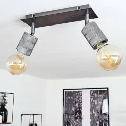 Plafonnier Tyldom Gris, Argenté, 2 lumières