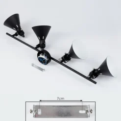 Plafonnier Upiano Chrome, Noir, 4 lumières