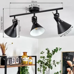 Plafonnier Upiano Noir, 3 lumières