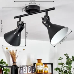 Plafonnier Upiano Noir, 2 lumières