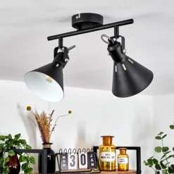 Plafonnier Upiano Noir, 2 lumières