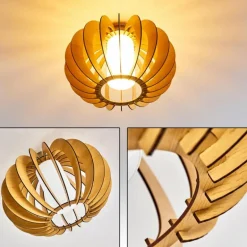 Plafonnier Valkom Bois clair, Nickel mat, 1 lumière