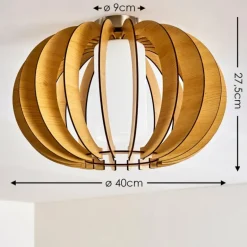 Plafonnier Valkom Bois clair, Nickel mat, 1 lumière