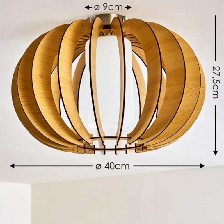 Plafonnier Valkom Bois clair, Nickel mat, 1 lumière