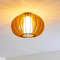 Plafonnier Valkom Bois clair, Nickel mat, 1 lumière