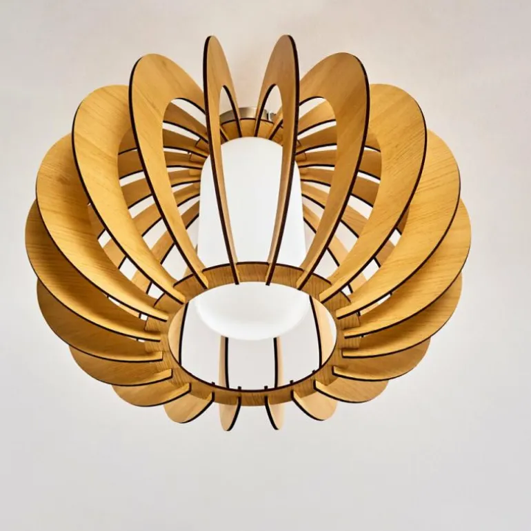 Plafonnier Valkom Bois clair, Nickel mat, 1 lumière