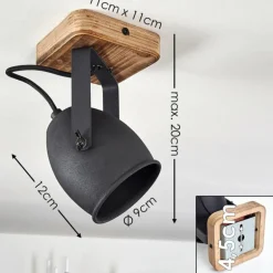 Plafonnier Vanuatu Brun, Noir, 1 lumière