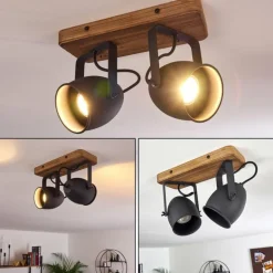 Plafonnier Vanuatu Brun, Noir, 2 lumières