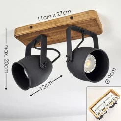 Plafonnier Vanuatu Brun, Noir, 2 lumières