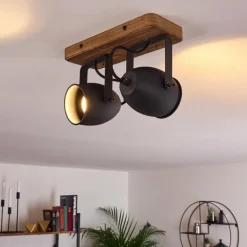 Plafonnier Vanuatu Brun, Noir, 2 lumières