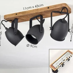 Plafonnier Vanuatu Brun, Noir, 3 lumières