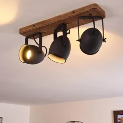 Plafonnier Vanuatu Brun, Noir, 3 lumières