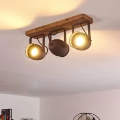 Plafonnier Vanuatu Brun, Noir, 3 lumières