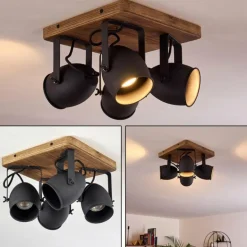 Plafonnier Vanuatu Brun, Noir, 4 lumières