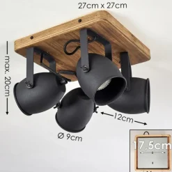 Plafonnier Vanuatu Brun, Noir, 4 lumières