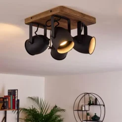 Plafonnier Vanuatu Brun, Noir, 4 lumières