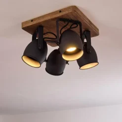 Plafonnier Vanuatu Brun, Noir, 4 lumières