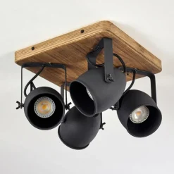 Plafonnier Vanuatu Brun, Noir, 4 lumières