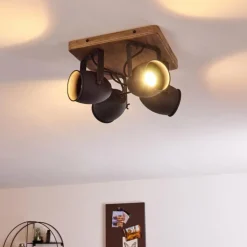 Plafonnier Vanuatu Brun, Noir, 4 lumières