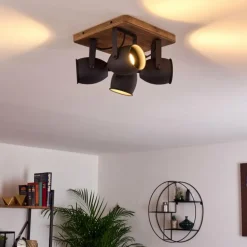 Plafonnier Vanuatu Brun, Noir, 4 lumières