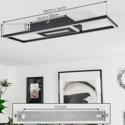 Plafonnier Vaseux LED Noir, Blanc, 1 lumière